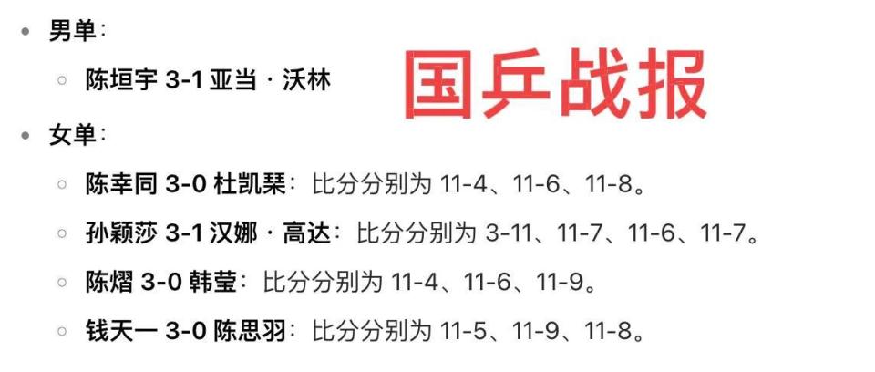 国乒在相应
